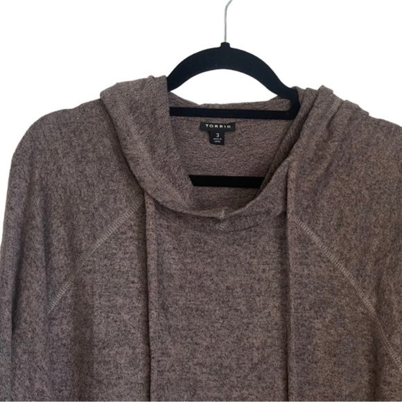 Torrid Size 3 Brown Hooded Oversized Pullover Knit Ling Sleeved Hoody - Picture 2 of 13